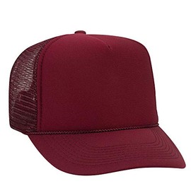 Otto Polyester Foam Front 5 Panel High Crown Mesh Back Trucker Hat - Burg. Marn