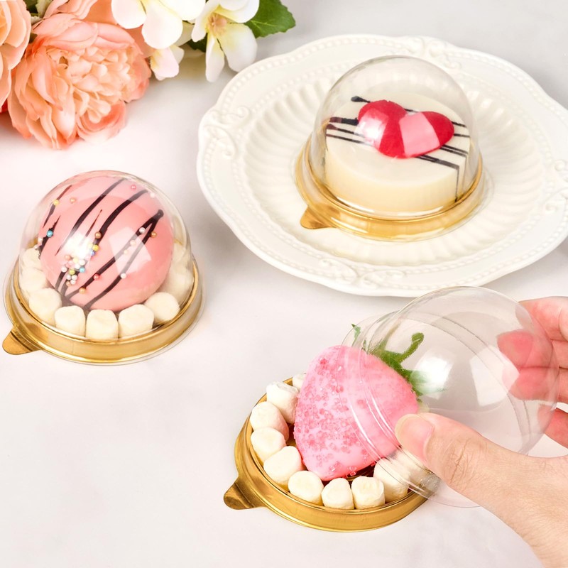 TOFLEN 100Pcs Mini Cake Containers with Clear Dome Lids for