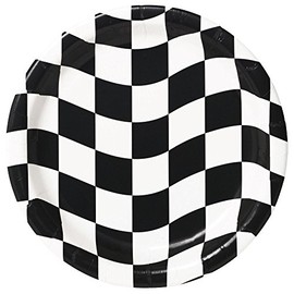 Creative Converting C032-AL0102-UAL 8 Count Round Dessert Plates, Black and White Check
