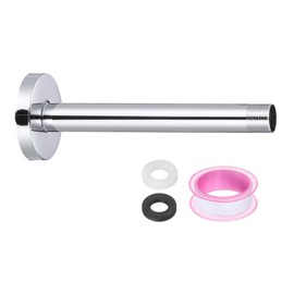 sourcing map Shower Head Extension Arm with Round Flange 200mm(7.9") Length Stainless Steel Shower Head Extender Straight Pipe Fitting Pipe Extension for Bathroom, Silver Tone