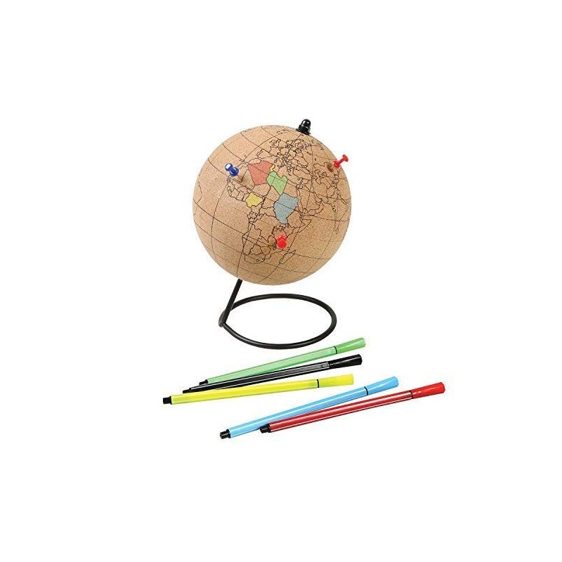 Gift Republic Cork Color Globe with Pins, 14 x 14
