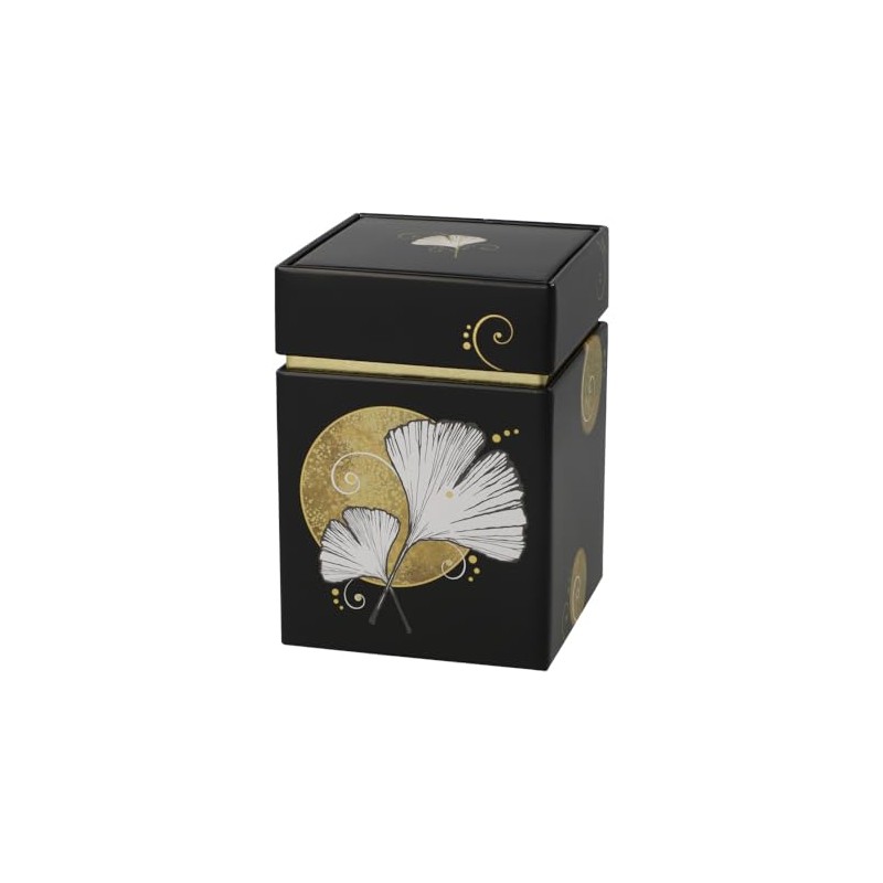Tea caddy ginkgo black lotus yin yang