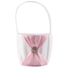 Satin and Artificial Crystal Jewelry to Decorate The Wedding Flower Girl Basket (Pink)