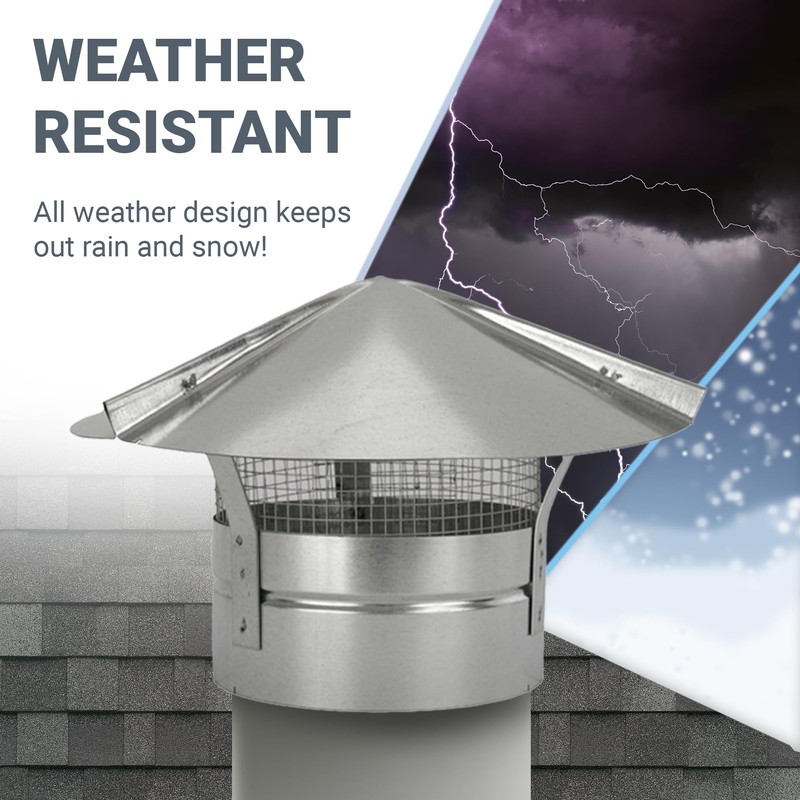 RDP Galvanized Cone Top Chimney Cap with Screen (5 Inch)