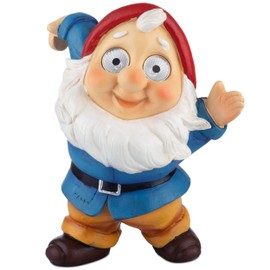 Blazin' Outdoor Garden Decorations Gnome | Solar Patio Decoraciones - Patio Adornos | Solar Elf Gnome Figura para terraza, balcón, cubierta | Resistente a la intemperie | Patio Regalo | Auto On/Off, Moderno, Azul