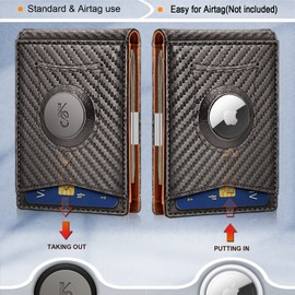 Mens Wallet For Airtag or Standard Use,KEMISANT Slim Front Pocket Wallet for Gift Men 11 Cards RFID Blocking