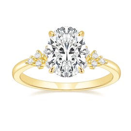 TIGRADE 3CT Engagement Ring Oval Cut Cubic Zirconia Promise Ring Round CZ Eternity Wedding Band for Women Size 4-10, Gold, Size 8.5