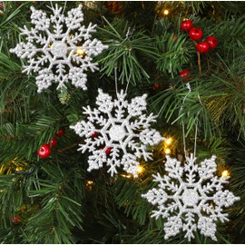 Toyland® Pack Of 6 Silver Glittery Hanging Snowflakes Christmas Decorations