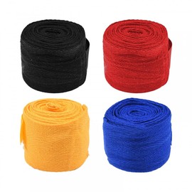 MiOYOOW Pack of 4 Hand Wraps, Stretch Sports Tape, Cotton Box Wrist Wraps, Elastic Martial Arts Hand Wraps with Thumb Loop for Boxing Training (2.5 M/5 M)