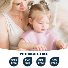 Tiny Twinkle Mess-Proof Baby Bib - Waterproof Bib for Baby Girl - Machine Washable - Adjustable Closure - PVC BPA & Phthalate Free -Great for Travel - Baby Food Bibs (3 Pack, Taupe, Dandelion)