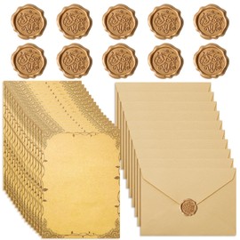 huisexinzhi 36-Piece Letter Paper with Envelope Set, Vintage Letter Paper Set with 10 Premium Envelopes, 16 A5 Writing Paper and 10 Wax Seal Stickers, Grey