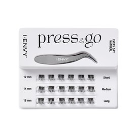i-ENVY Press&Go Self Adhesive Eyelashes and Applicator Kit, No Glue False Eyelash Clusters, Easy Application 1 Step Press-On Lashes, No Damage or Residue (Every Day Natural)