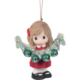 Precious Moments 251002 Deck The Halls 2025 Dated Girl Bisque Porcelain Ornament