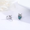 Cat Earrings Silver 925 Stud Earrings with Birthstone Girls Cat