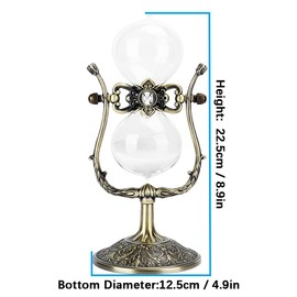 MOUMOUTEN Temporizador Decorativo, Temporizador De Cristal De 15 Minutos, Temporizador De Arena Giratorio De 360°, Reloj De Arena Dorado Vintage Como Regalo Para El Escritorio Del Hogar, Oficina, Deco