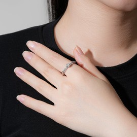 Fidget Ring for Women Girl: 925 Sterling Silver Spinner Ring Bands for Anti Stress Rose Anxiety Relieving Fidget Ring Gifts for Bored People Adhd Jewelry, Sterling Silver, Cubic Zirconia