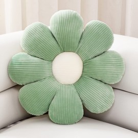 Sioloc Flower Pillow,Flower Shaped Throw Pillow Butt Cushion Flower Floor Pillow,Seating Cushion,Cute Room Decor & Plush Pillow for Bedroom Sofa Chair(Green,23.6" ), 1 Count (Pack of 1)