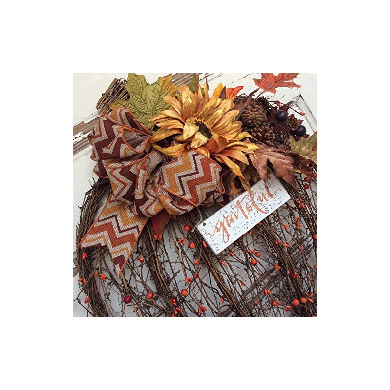 AGD Fall Decor - Flat Grapevine Pumpkin Grateful XX Large