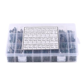 660pcs Capacitors 24Value Capacitor Polyester Capacitor Mylar Set Polyester Film Paper Capacitors Set 100V Assorted Kit 0.22nF to 470nF Electronics Accessories with Box