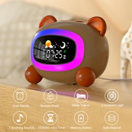 ANALOI Ok to Wake Clock for Kids, Sleep Training Clock for Toddlers, Children's Sleep Sound ​Machine with Night Light, Kids Alarm Clock for Bedroom,Birthday Gift for Boys Girls