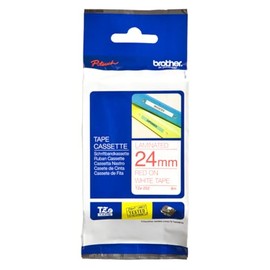 Brother TX252 Label Tape Cassette White on Red 24 mm x 15 m Laminated for P-touch Series