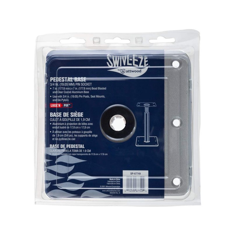 attwood SP-67749 Swivl-Eze Lock'N-Pin Aluminum 7-Inch x 7-Inch Marine Boat