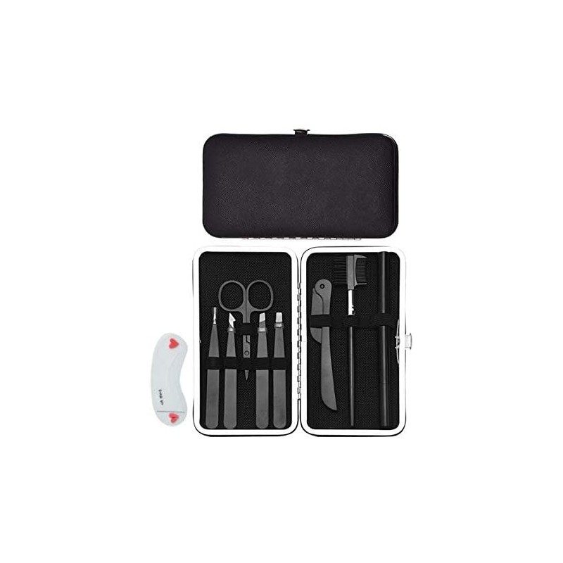 9 Pcs Professional Tweezer Set Eyebrow Removal Portable Clip Stainless