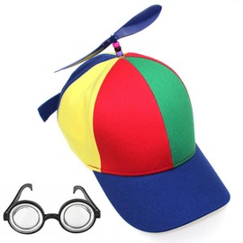 Puedno Propeller Hat Colourful Propeller Hat Helicopter Cap with Idiots Helicopter Hat Baseball Cap Propeller Cap for Adults Children