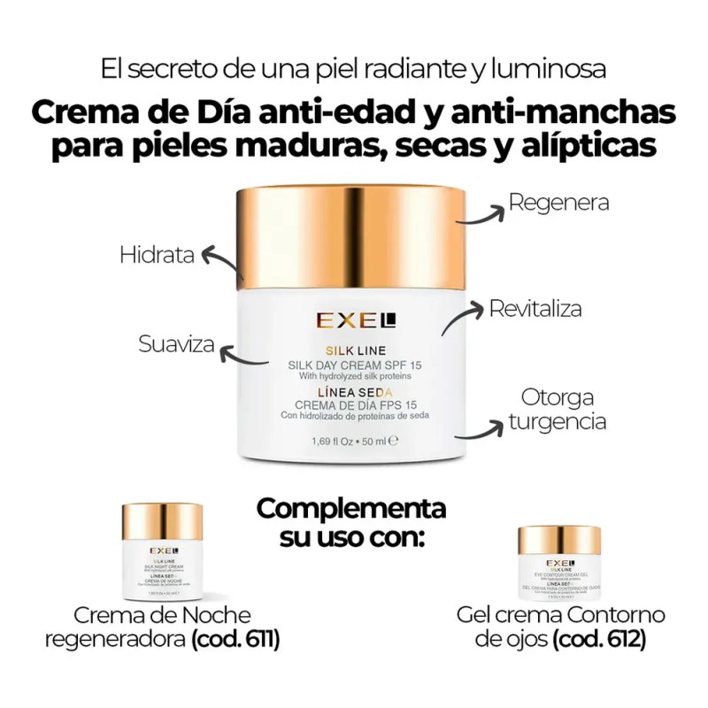 Crema Facial de Día Exel con Ácido Hialurónico y FPS