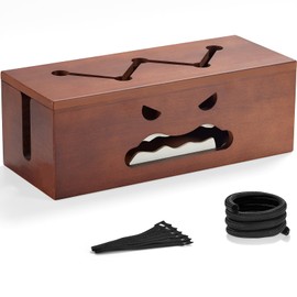 HouseJoy Extra Large Cable Management Box,Natural Pine Wood Cord Organizer,Ventilated Safe Design with Easy Access Lid, Power Strip Hider for Home,Office,TV Wires,Desk Computer