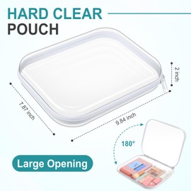 Sanwuta 10 Pcs Hard Zipper Case Clear Hard Pouches Plastic Zipper Pencil Box Toy Storage Bins Portable Plastic Containers for Travel Toiletry Office Cosmetic Blocks Puzzles Organizer(Clear,M)