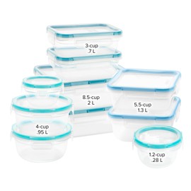 Snapware Total Solutions (10-Pack, Mixed Sizes) Plastic Food Storage Containers Set, Airtight & Leakproof Locking BPA-Free Lids Tupperware, Freezer Dishwasher Microwave Safe