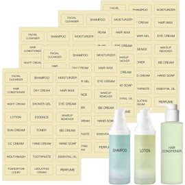 HVSWLY - Etiquetas para artículos de cambiador para botellas de tamaño de viaje, 120 etiquetas de botellas de viaje, impermeables, etiquetas transparentes de baño, etiqueta de maquillaje para champú