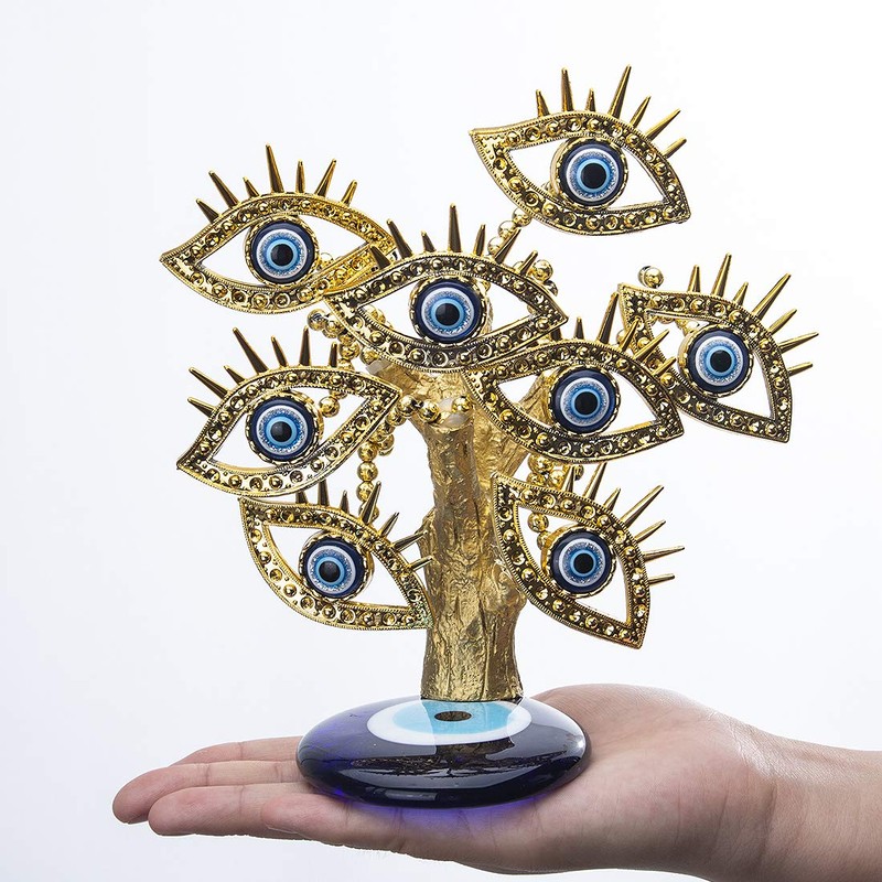 YU FENG Golden Turkish Evil Eyes Tree with Blue Evil