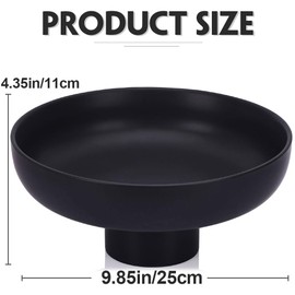 QIANLING Large Black Decorative Bowl - Black Fluted Pedestal Bowl, Multi-Functional Black Fruit Bowl, Key Bowl, Candy Dish, Ideal for Entryway Table, Kitchen Counter, Living Room, Coffee Table Decor