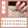 Cute Press on Nails Short French Tip Fake Nails Tulip