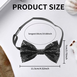 Sparkly Bow Tie,Bow Ties for Men,Black/Silver/Gold/Red Bow Tie,Glitter Sequin Boys Bow Tie,Adjustable Strap,Bowtie for Men Bachelor Dance Night Party Carnival Christmas Fancy Dress Stage Show (Black)