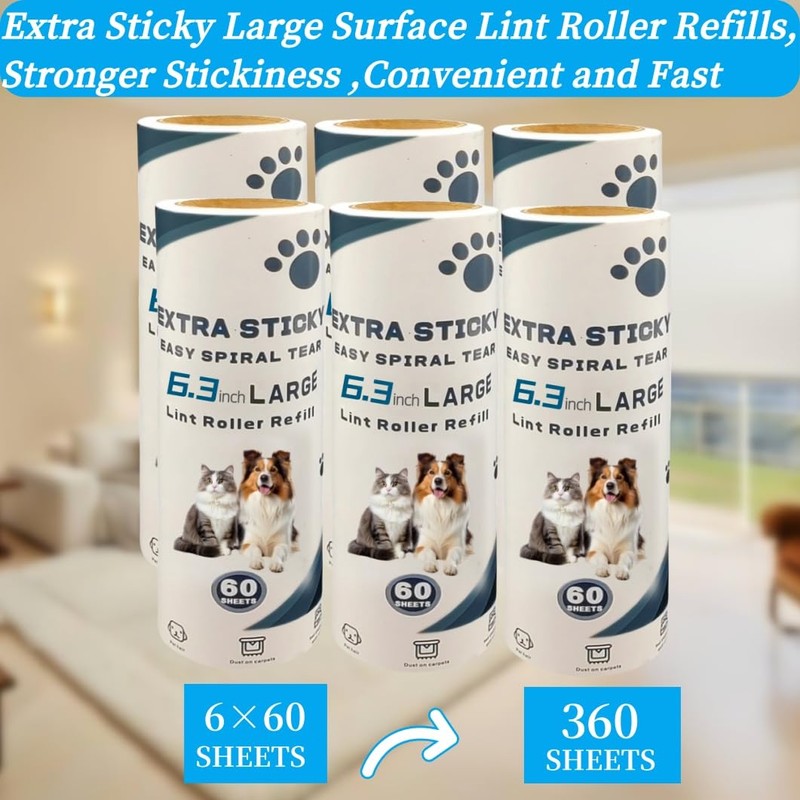 Bryzant Large Lint Roller Refills 6.3 inches Pet Extra Sticky