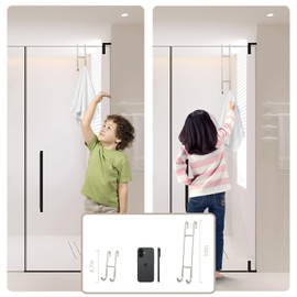 NINETREX Shower Door Hooks,Towel Hooks for Bathrooms Frameless Glass Door,Heavy Duty SUS 304 Stainless Steel Hook for Towels,Squeegee,Loofah,Shaver,Robe,2 Pack,Silver,10Inch