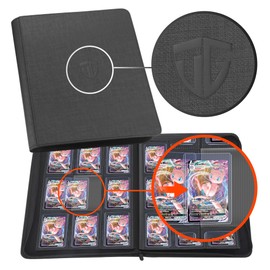 TCGUARD Toploader Binder,Holds 216 Toploaders,9 Pocket Top Loader Binder with Sleeves for 3"x4" Rigid Toploaders Hard Cases,Top loader Binders for TCG, MTG Card Binder, Trading Cards Binder(Black)
