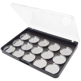 BEANPRECOY Empty Magnetic Eyeshadow Makeup Palette Cosmetics Case Holder Tray Aluminum Palette Eyeshadow Palette Eyeshadow Palette DIY Eyeshadow Palette for Makeup with 15Pcs 23mm Round Metal Pans