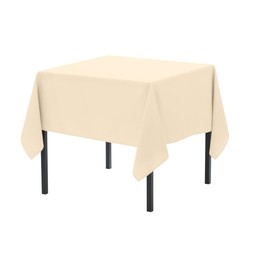 Pomp Beige 52" x 52" Premium Polyester Tablecloth | Wrinkle + Stain Resistant Easy Care Fabric | Fits 6FT Rectangle Table