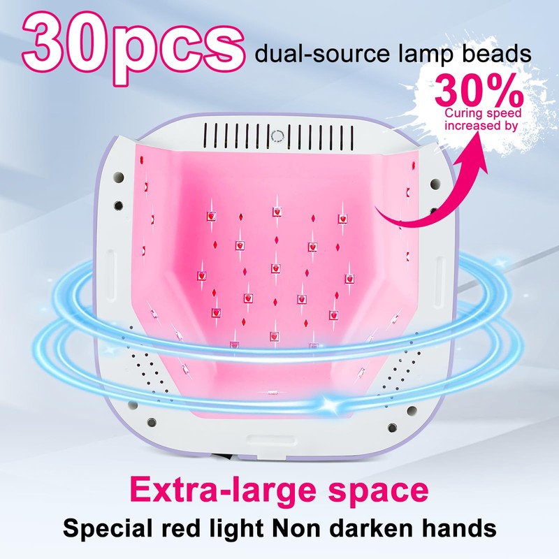 Red Light UV LED Nail Lamp, Cordless Professional UV Nail