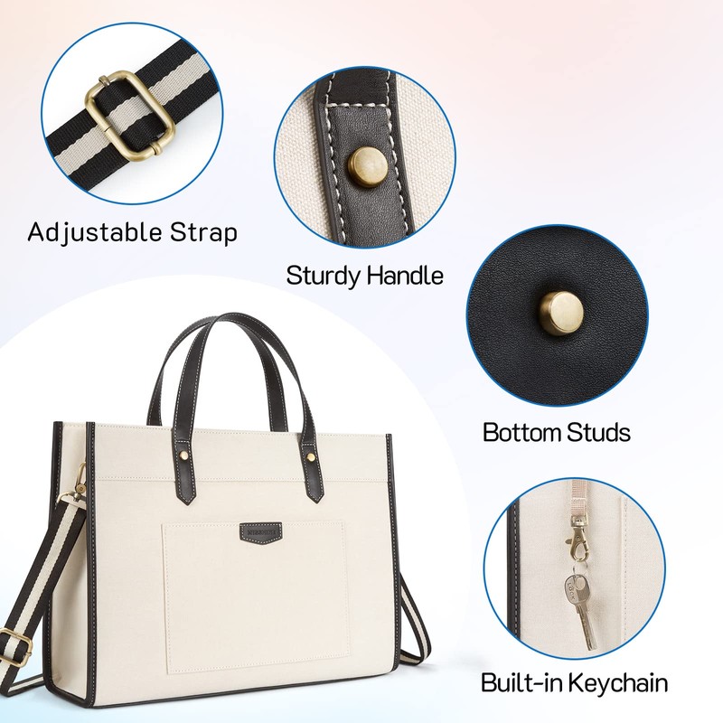 Missnine Laptop Tote Bag Canvas Laptop Bag 15.6 inch Work