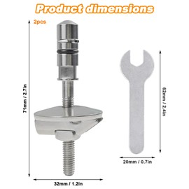 Pack of 2 Toilet Seat Attachment, Stable and Durable, Easy to Assemble, Toilet Seat Attachment, M6 × 71 mm, Toilet Seat Mounting Hinge Set, Compatible with Haro, Luvett (Average Size)