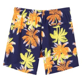 SURF CUZ Mens Swim Trunks with Compression Liner Quick Dry Swim Shorts 7" Swimming Trunks Stretch Bathing Suit Zipper Pockets,05 Sunshine Palmetto,L