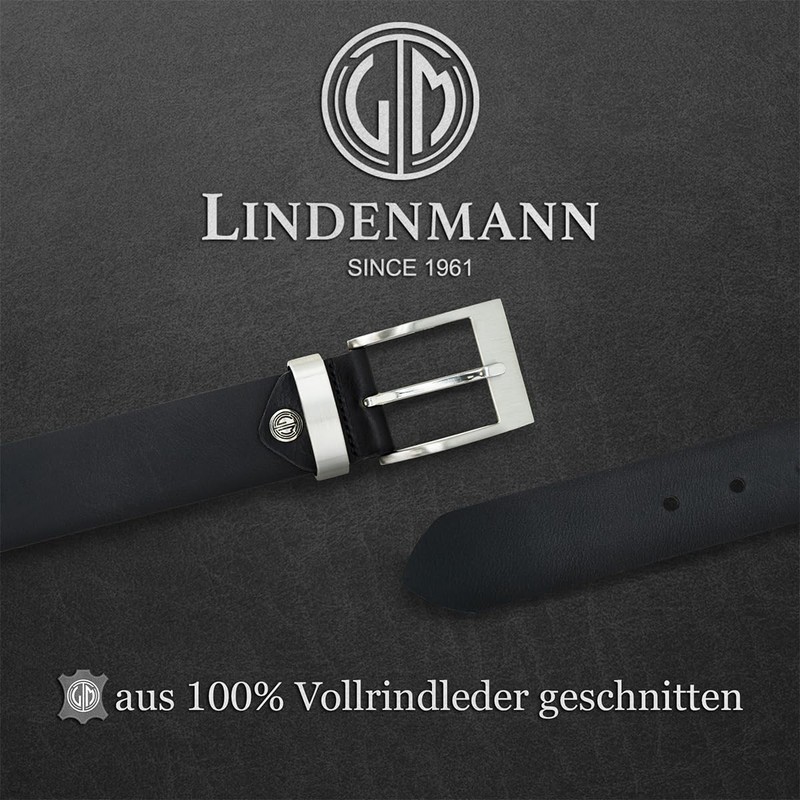 Mens leather belt / Mens belt LINDENMANN, XXL, black, 3934,