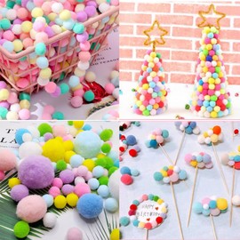 Omeblos 200Pcs Pom Poms, Macarons Pom Poms Balls, Pom Poms for Crafts, Soft Mini Pom Poms, 10mm Assorted Fluffy Pompoms Multicolor Fuzzy Balls for DIY Creative Crafts Making Decorations