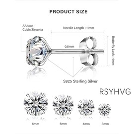 4 Pairs Sterling Silver Earrings for Women,Stud Earrings for Women