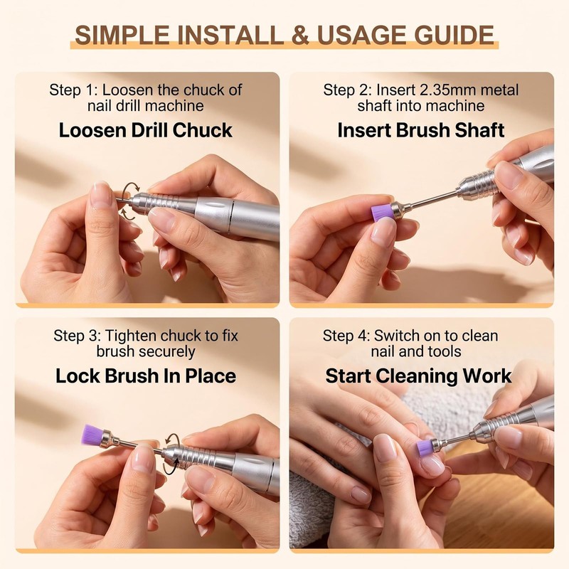 5 Pcs Nail Drill Bit Cleaning Brush